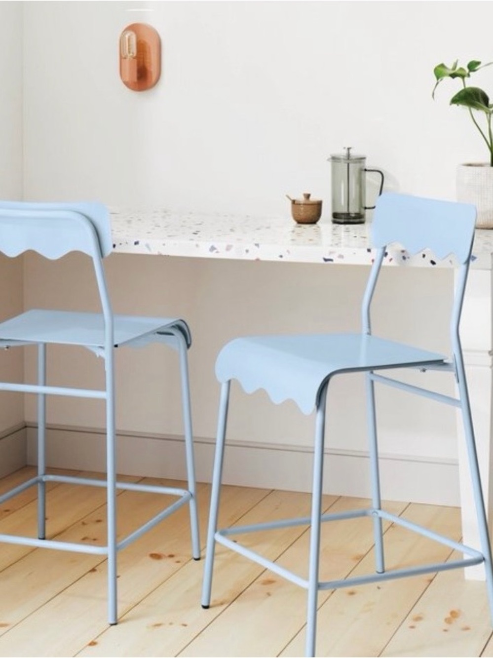 ROOM ESSENTIALS NWT 2pc 24" Wavy Metal Counter
Height Barstool with Footrest